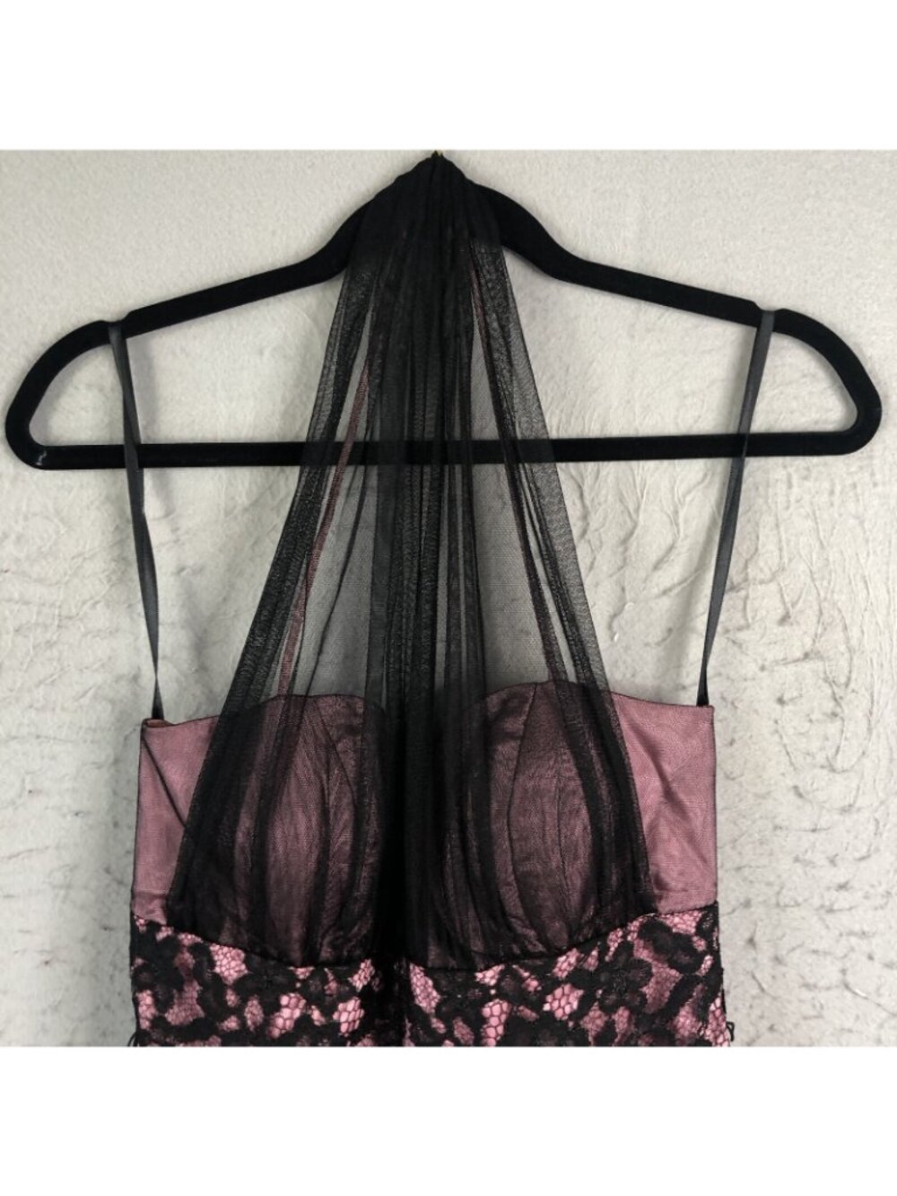 Betsy & Adam Dress Women 6 Purple Black Mesh Whimsigoth Fairy Grunge Y2K Halter - Picture 3 of 16